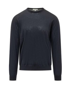 Malo Basic Crew Neck Knit Sweater - Blue