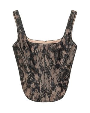 Self-Portrait Inspired Lace Corset Top - Black