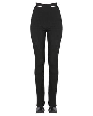 ANDREADAMO Ribbed Pants With Cut Out Belt - Black
