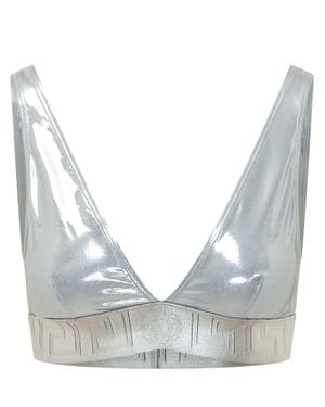 Versace Mini Metallic Bikini Top - Gray