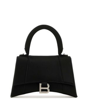 Balenciaga Mini Hourglass Satin Shoulder Bag With Adjustable Strap (22.5 Cm) - Black