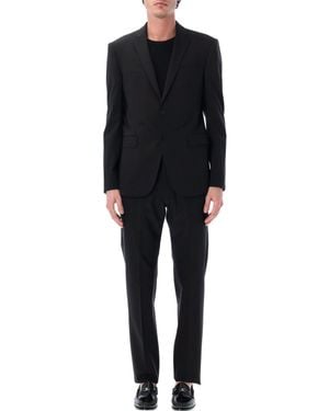 Emporio Armani Single-Breasted Wool Suit - Black