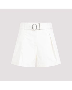 Jil Sander Mini Cotton Bermuda Shorts With Removable Belt - White