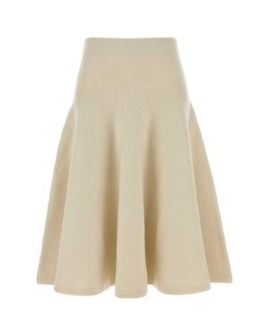 Alaïa Ivory Stretch Cashmere Blend Skirt - Natural