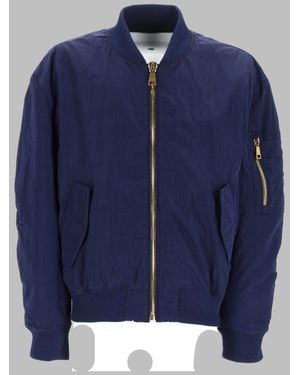 Balmain Bomber Jacket Embroidered Logo Recycled Polyamide - Blue