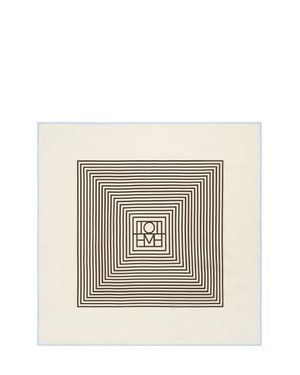 TOTEME Silk Monogram Scarf With Contrasting Edges And Logo Label - Natural