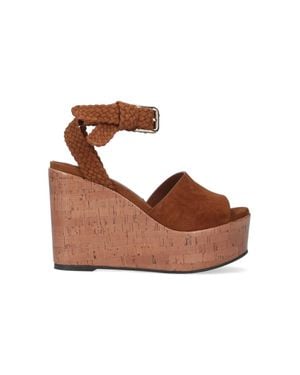 Jimmy Choo Jori 100 Suede Wedge Sandals - Brown