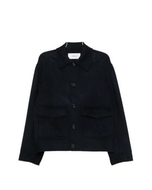 Lardini Wool And Cashmere Button-Front Jacket With Front Pockets - Blue