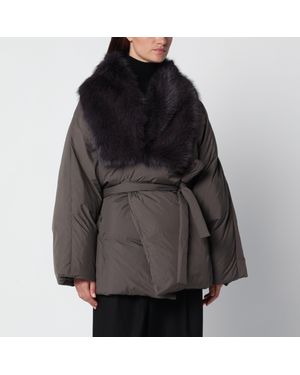 Source Unknown Egizio Puffer Jacket With Faux Fur Collar - Black