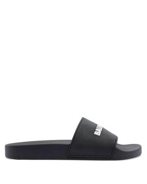 Balenciaga Rubber Pool Slides - Black