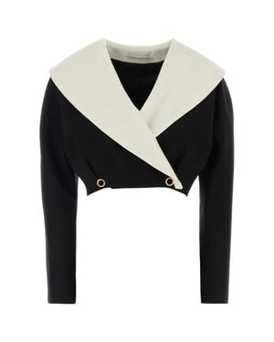 Alessandra Rich Stretch Crepe Blazer - Black
