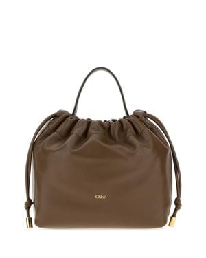 Chloé Mini Mud Leather Handbag With Chloé Icons Crossbody - Brown