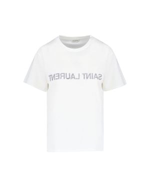 Saint Laurent Reverse Logo-Print T-Shirt - White