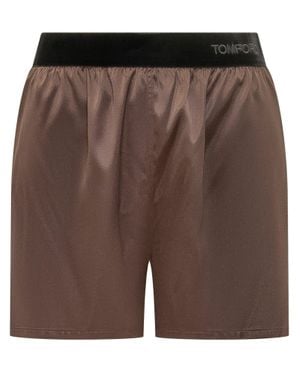 Tom Ford Silk Blend Shorts - Brown