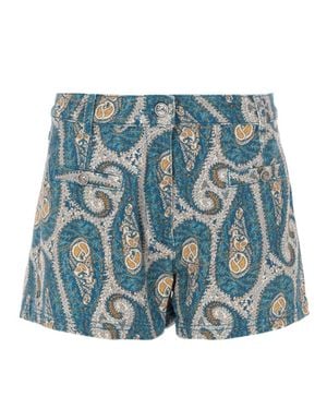 Etro Shorts Con Stampa Paisley - Blue