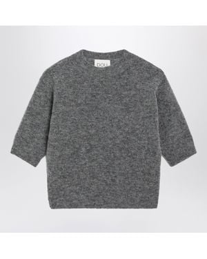 Douuod Short-Sleeve Alpaca Blend Sweater - Gray