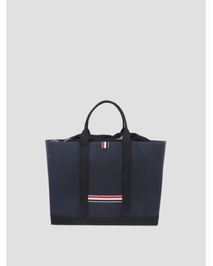 Thom Browne Medium Tool Tote Handbag With Drawstring - Blue
