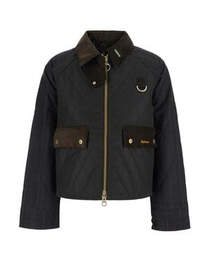 Barbour Quilted Cotton Zip-Front Jacket With Logo Lettering And Patch Pockets - Black