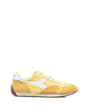 Diadora Mini Fabric Sneaker With Suede Details - Yellow