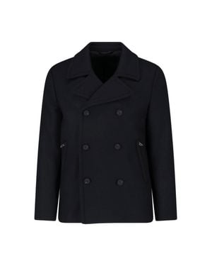 DIESEL Double-Breasted Wool Peacoat - Black