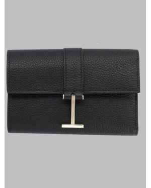 Tom Ford Leather Wallet With Sleek Continental Profile - Black