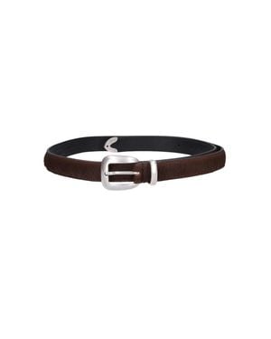 MOLEBO Pony Hair Leather Belt With Metal Buckle - Black