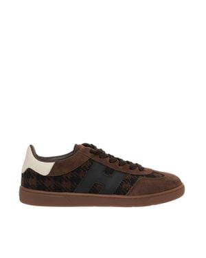 Hogan Calfskin Leather Sneakers With Rubber Monobloc Sole - Brown