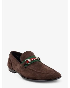 Gucci Leather Moccasin Loafers - Brown