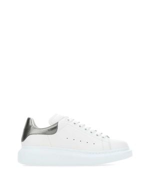 McQueen Leather Sneakers With Lead Leather Heel - White