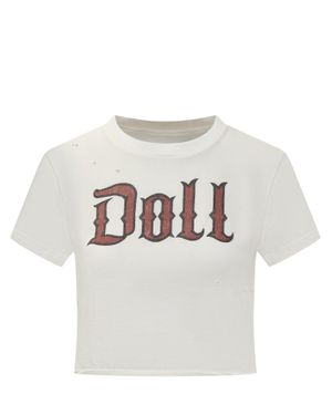 Dolce & Gabbana Fashion T-Shirt With Unique Doll Print - Gray