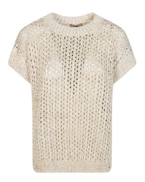 Herno Neutral Open Knit Sleeveless Top - Natural