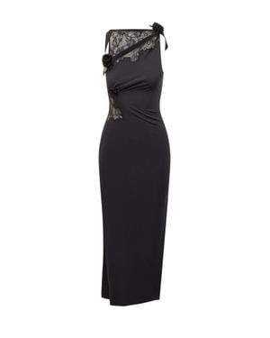 Coperni Lace One Shoulder Maxi Dress - Black