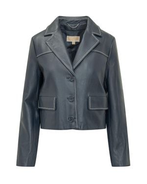 MICHAEL Michael Kors Lamb Leather Mini Blazer - Blue