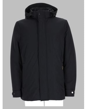Moorer Stretch Paint-Effect Trench Coat - Black