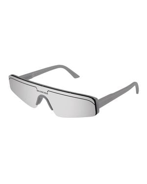 Balenciaga Bb0003S Mini Sunglasses With Mirror Lenses - Metallic