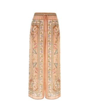 Zimmermann Silk Wide-Leg Pants - Natural