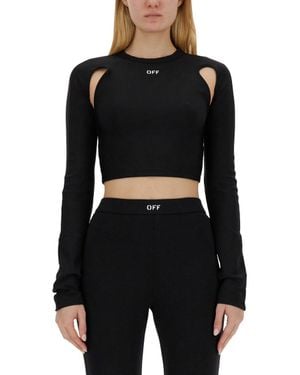 Off-White c/o Virgil Abloh Fitted Crop Top With Unique Cut-Out Details - Black