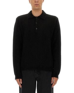 sunflower Wool Sweater With Polo Collar - Black
