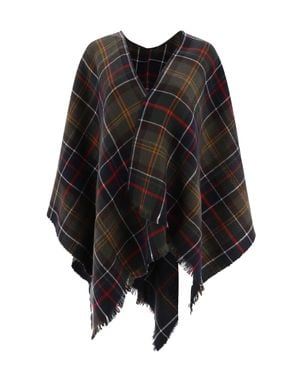 Barbour Plaid Fringe Poncho - Black