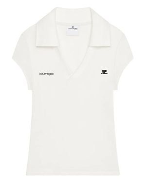 Courreges Logo Cropped Polo Shirt - White