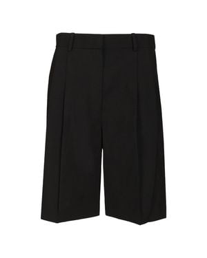 KHAITE Belt-Loop Shorts With Buttoned Closure, 100% Virgin Wool - Black