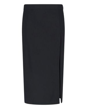 Dondup Bistretch Canvas Side Slit Midi Skirt - Black