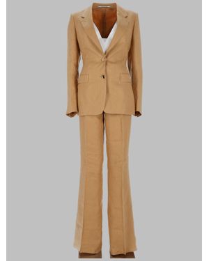 Tagliatore Tailored Blazer And Flared Pants Suit Set - Natural