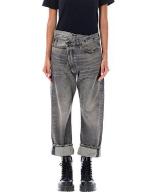 R13 Crossover Waist Denim Jeans - Gray