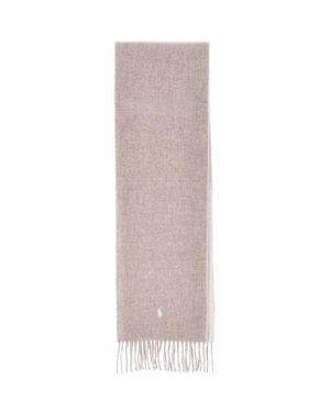 Polo Ralph Lauren Fringed Wool-Blend Scarf - White