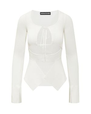 ANDREADAMO Chic Stretch Fabric Top - White