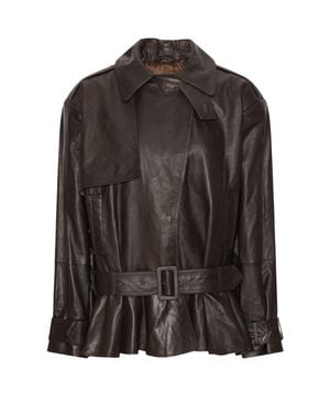 ROTATE BIRGER CHRISTENSEN Leather Biker Jacket - Brown