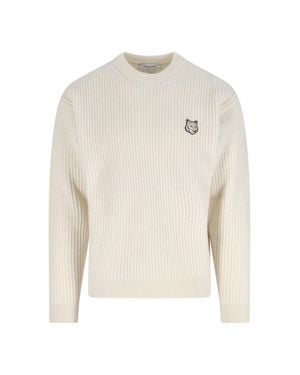 Maison Kitsuné Lightweight Merino Wool Sweater - White