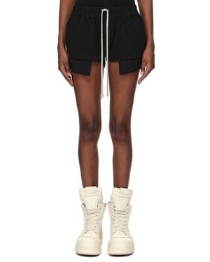 Rick Owens Cotton Shorts With Elastic Waistband & Drawstring - Black