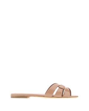Saint Laurent Skin Leather Tribute Mini Slippers - Pink